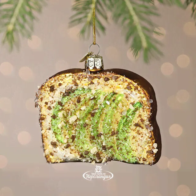 Стеклянная елочная игрушка Авокадо Тост - Healthy Xmas 10 см, подвеска (Kurts Adler)-0