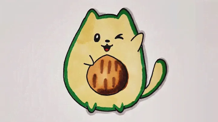 МИЛЫЙ КОТ АВОКАДО рисунки для срисовки/CUTE AVOCADO CAT drawings for drawing