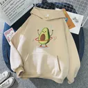 Спортивная толстовка с капюшоном, Новая женская Свободная флисовая толстовка в стиле панк корейской волны с мультяшным принтом авокадо, женская теплая толстовка с капюшоном